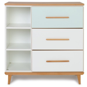 Kommode 3 Schubladen 3 Nischen NADO Retro Buche mint-white