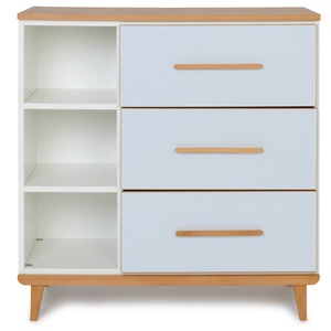 Kommode 3 Schubladen 3 Nischen NADO Retro Buche sky blue
