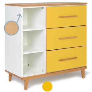 Kommode 3 Schubladen 3 Nischen NADO Retro Buche sunshine yellow 