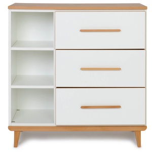 Kommode 3 Schubladen 3 Nischen NADO Retro Buche white