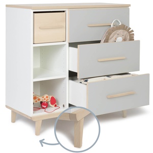 Kommode 3 Schubladen 3 Nischen NADO Retro Esche manhattan grey