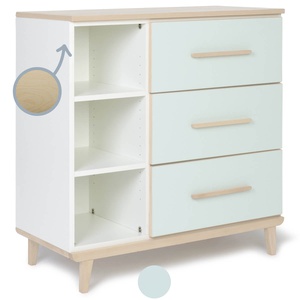 Kommode 3 Schubladen 3 Nischen NADO Retro Esche mint