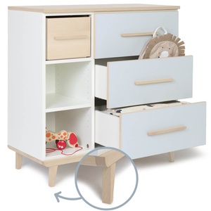 Kommode 3 Schubladen 3 Nischen NADO Retro Esche sky blue
