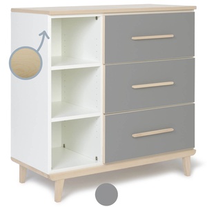 Kommode 3 Schubladen 3 Nischen NADO Retro Esche slate grey