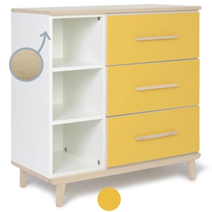 Kommode 3 Schubladen 3 Nischen NADO Retro Esche sunshine yellow 