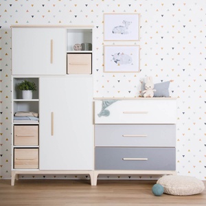 Kommode 3 Schubladen NADO Curve Esche white
