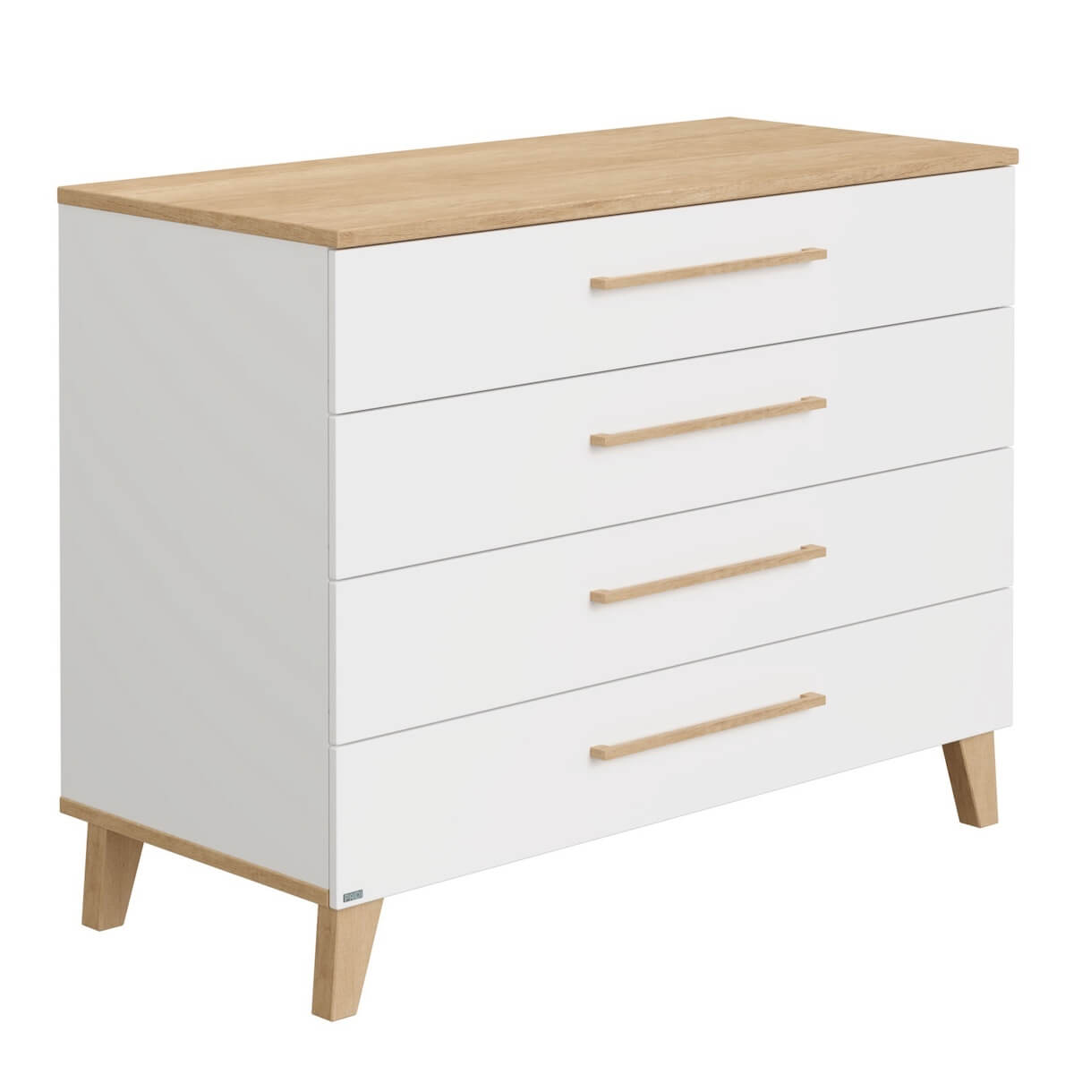 Kommode 4S, 4 Fächer, alle Fächer mit Fachtrennern, oberes Fach mit kompletter Erweiterung OSCAR Paidi Chêne Nebraska / blanc