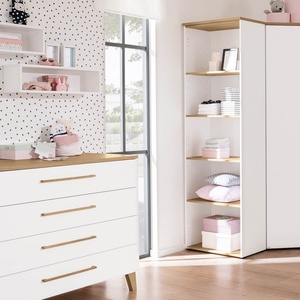 Kommode 4S, 4 Fächer, alle Fächer mit Fachtrennern, oberes Fach mit kompletter Erweiterung OSCAR Paidi Chêne Nebraska / blanc