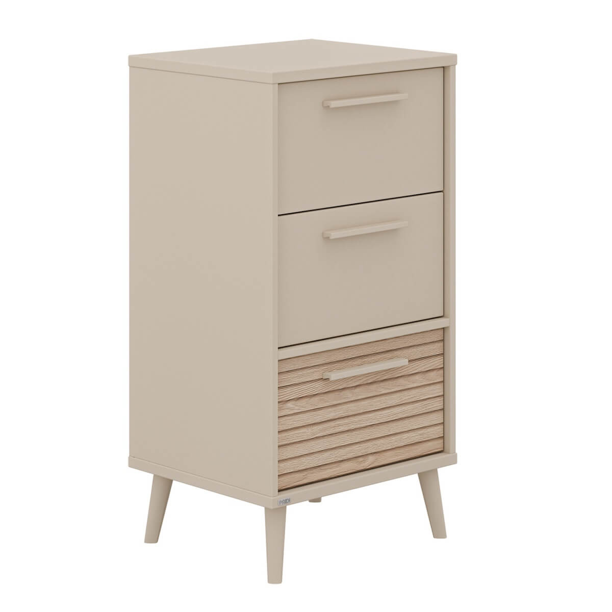 Kommode Buddy 3 S , 2 x Schubladen Kaschmir Beige , 1 x Eiche Groovy EEFJE Paidi Beige Kaschmir / Eiche