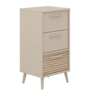 Kommode Buddy 3 S , 2 x Schubladen Kaschmir Beige , 1 x Eiche Groovy EEFJE Paidi Beige Kaschmir / Eiche