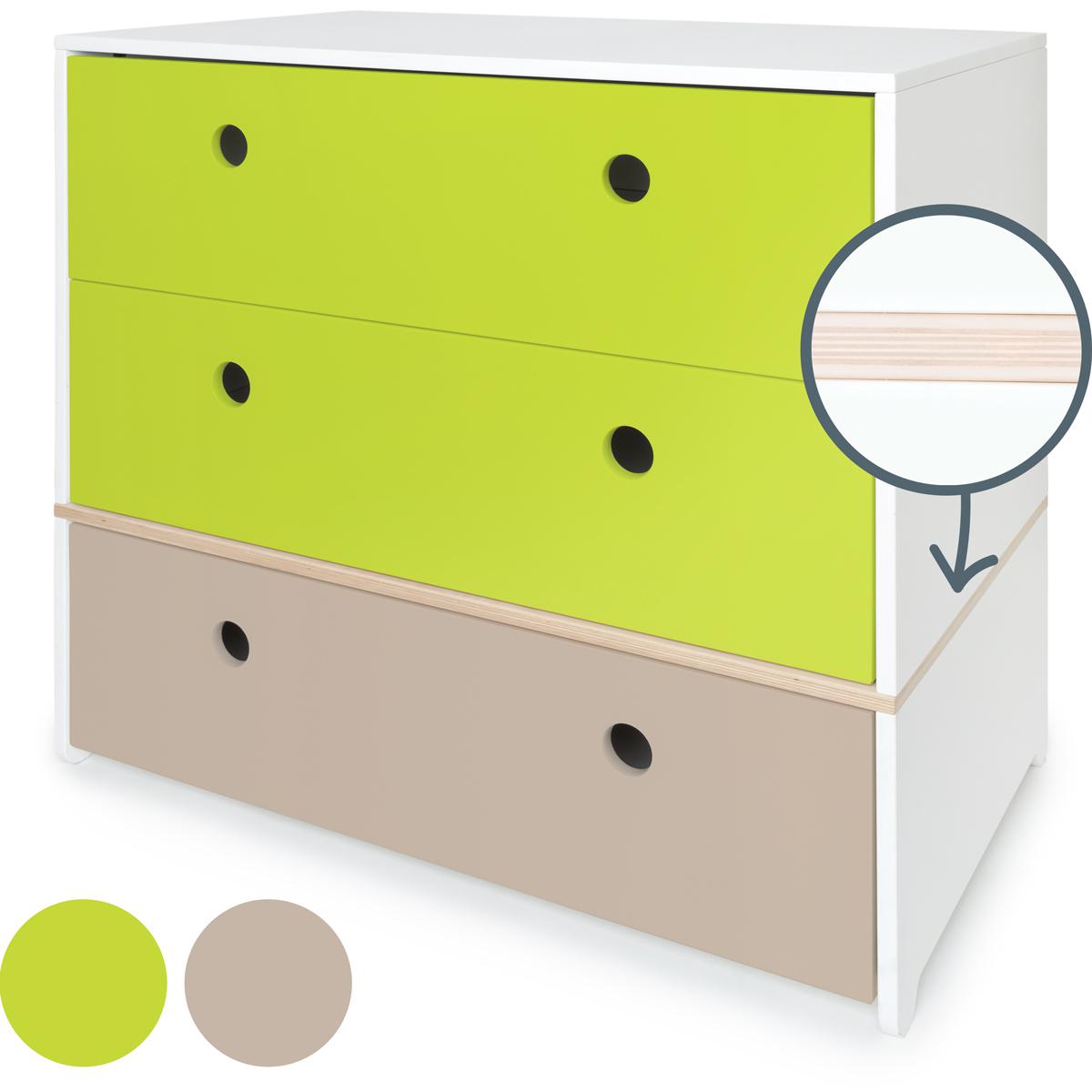 Kommode COLORFLEX Schubladen Farben lime-lime-warm grey