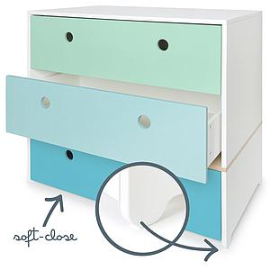 Kommode COLORFLEX Schubladen Farben mint-sky blue-paradise blue