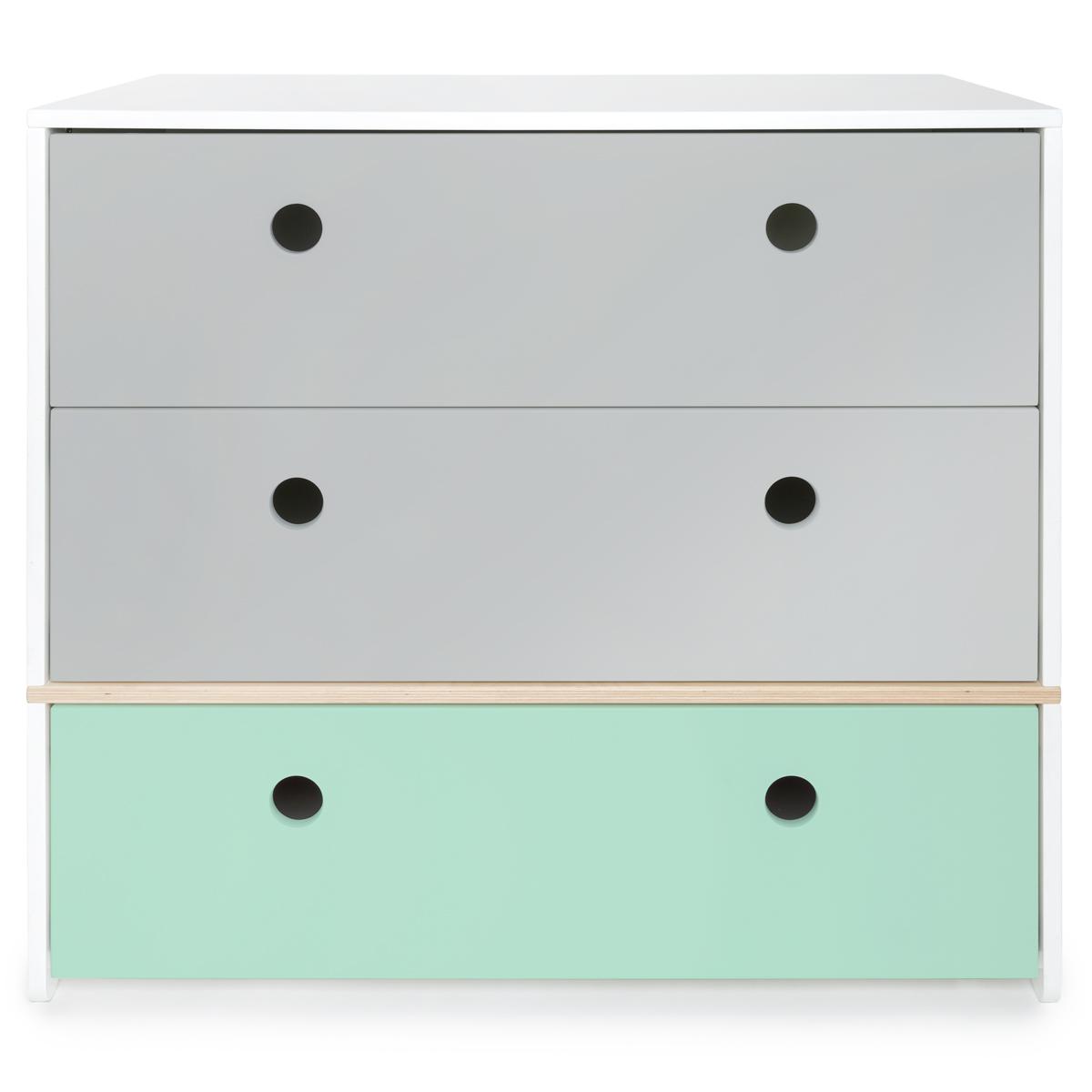 Kommode COLORFLEX Schubladen Farben pearl grey-pearl grey-mint