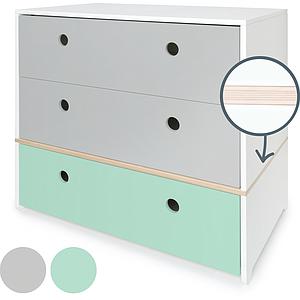 Kommode COLORFLEX Schubladen Farben pearl grey-pearl grey-mint
