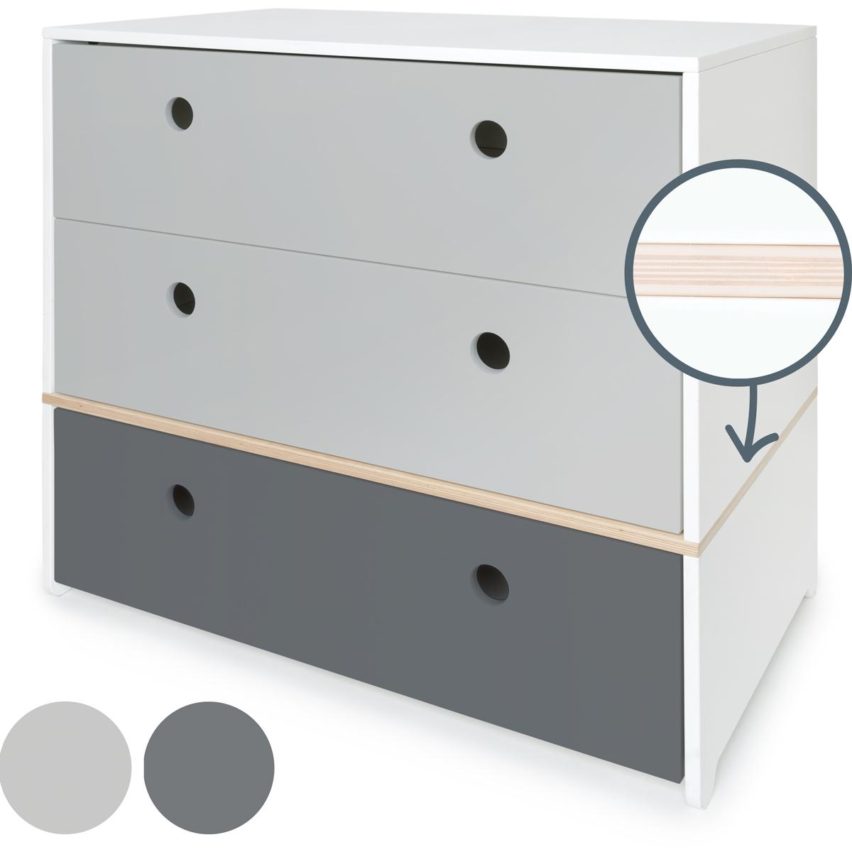 Kommode COLORFLEX Schubladen Farben pearl grey-pearl grey-space grey