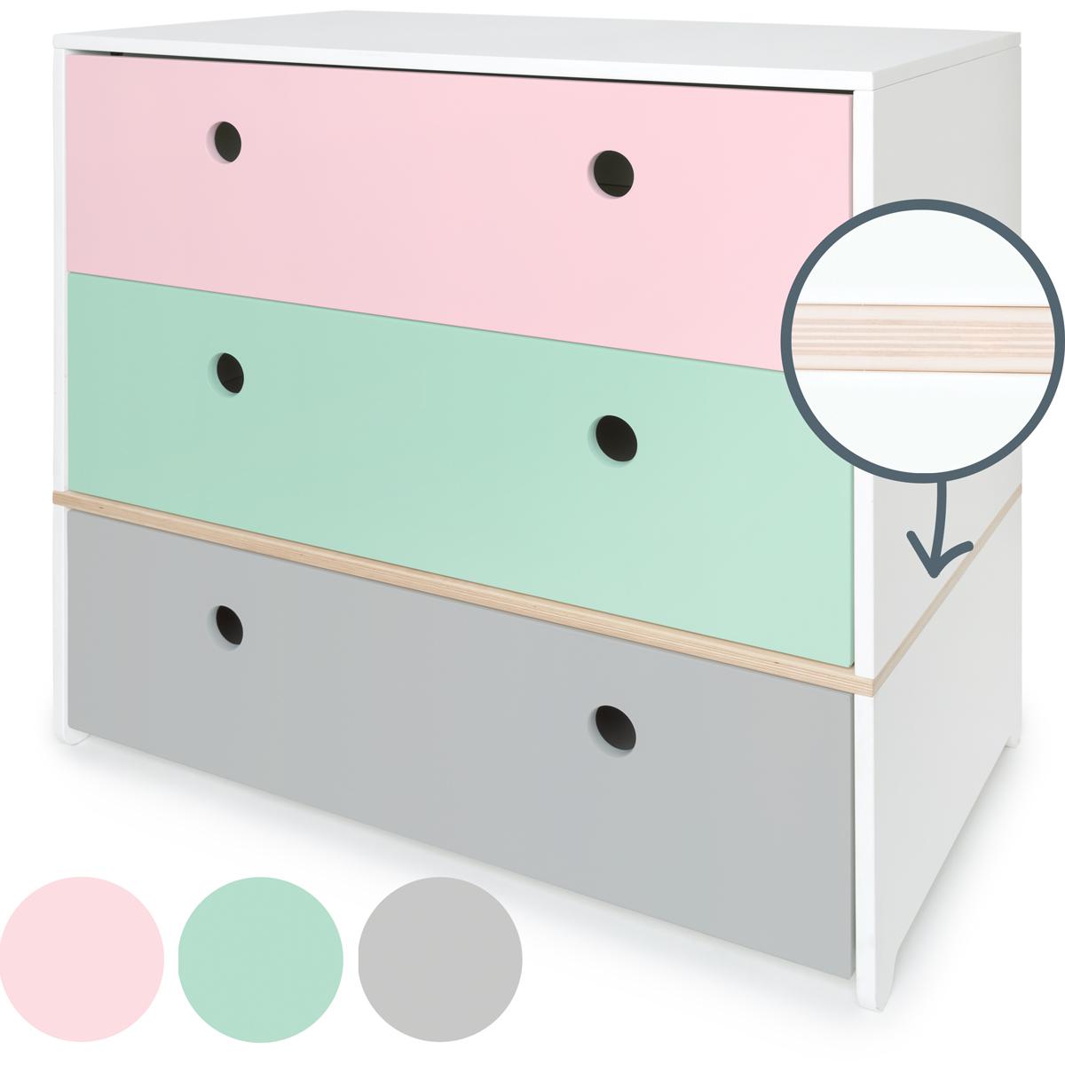Kommode COLORFLEX Schubladen Farben sweet pink-mint-pearl grey