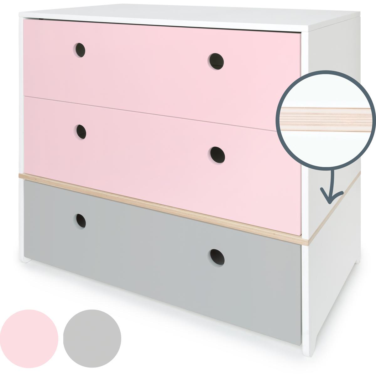 Kommode COLORFLEX Schubladen Farben sweet pink-sweet pink-pearl grey