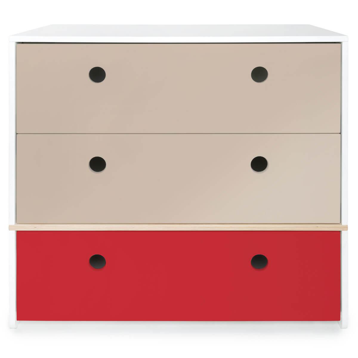 Kommode COLORFLEX Schubladen Farben warm grey-warm grey-true red