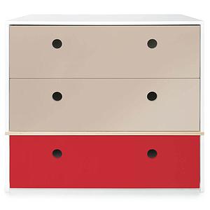 Kommode COLORFLEX Schubladen Farben warm grey-warm grey-true red