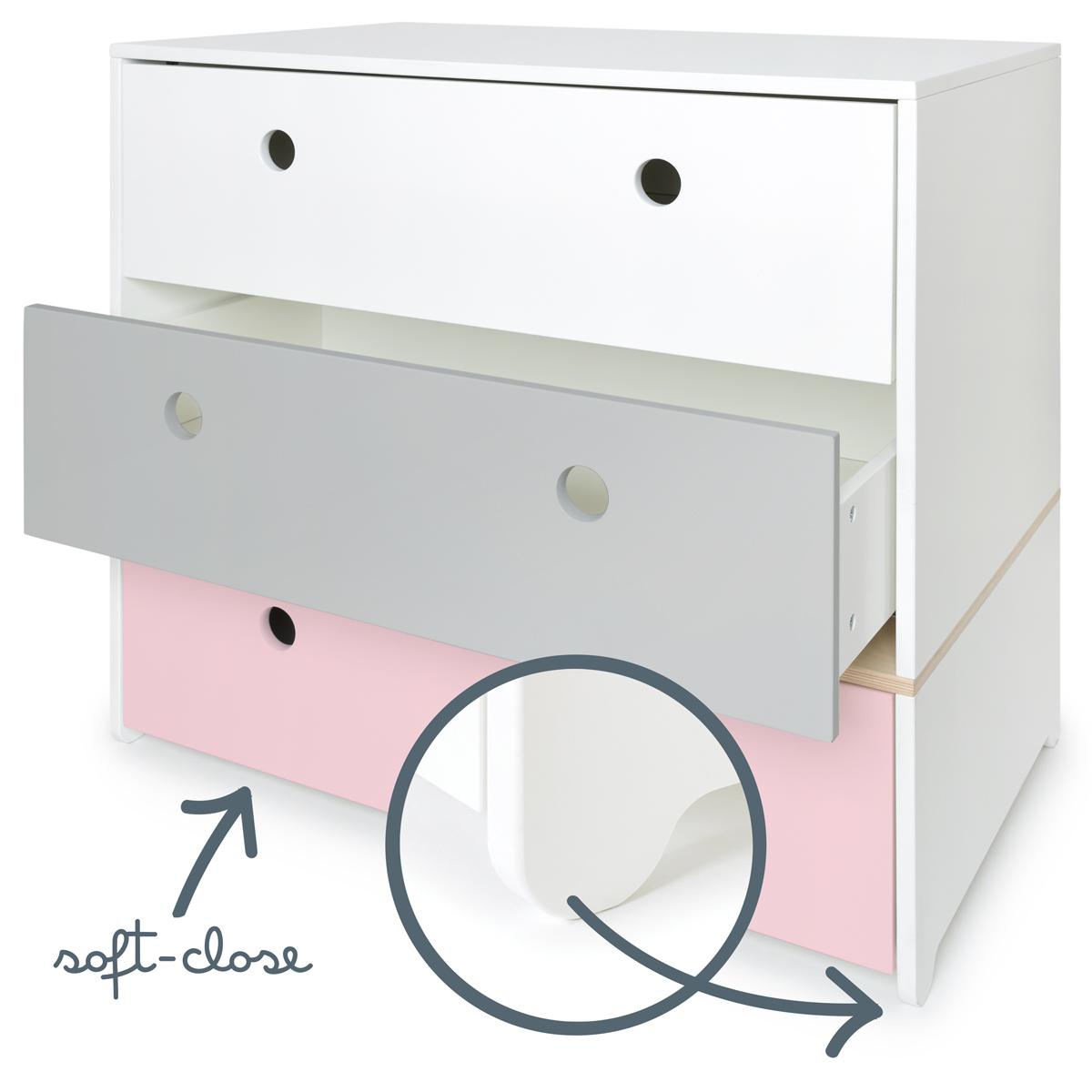 Kommode COLORFLEX Schubladen Farben white-pearl grey-sweet pink