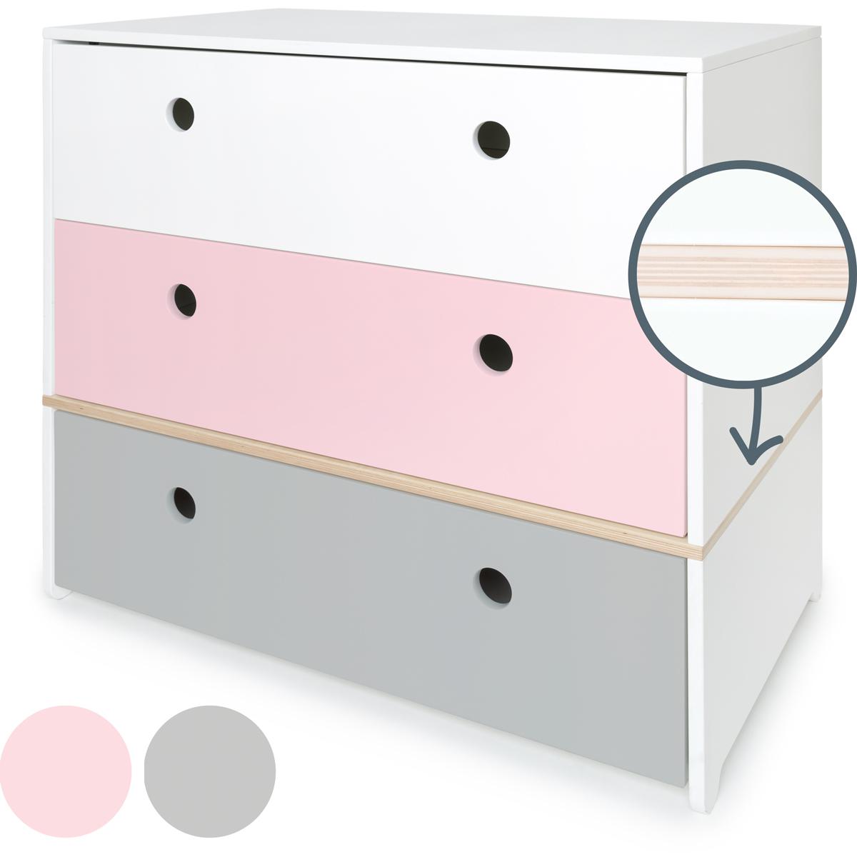 Kommode COLORFLEX Schubladen Farben white-sweet pink-pearl grey 