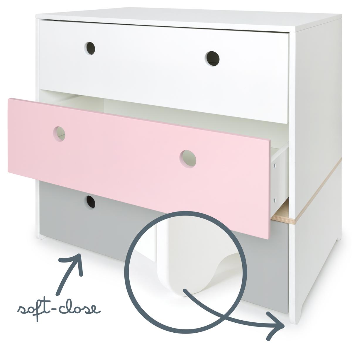 Kommode COLORFLEX Schubladen Farben white-sweet pink-pearl grey 