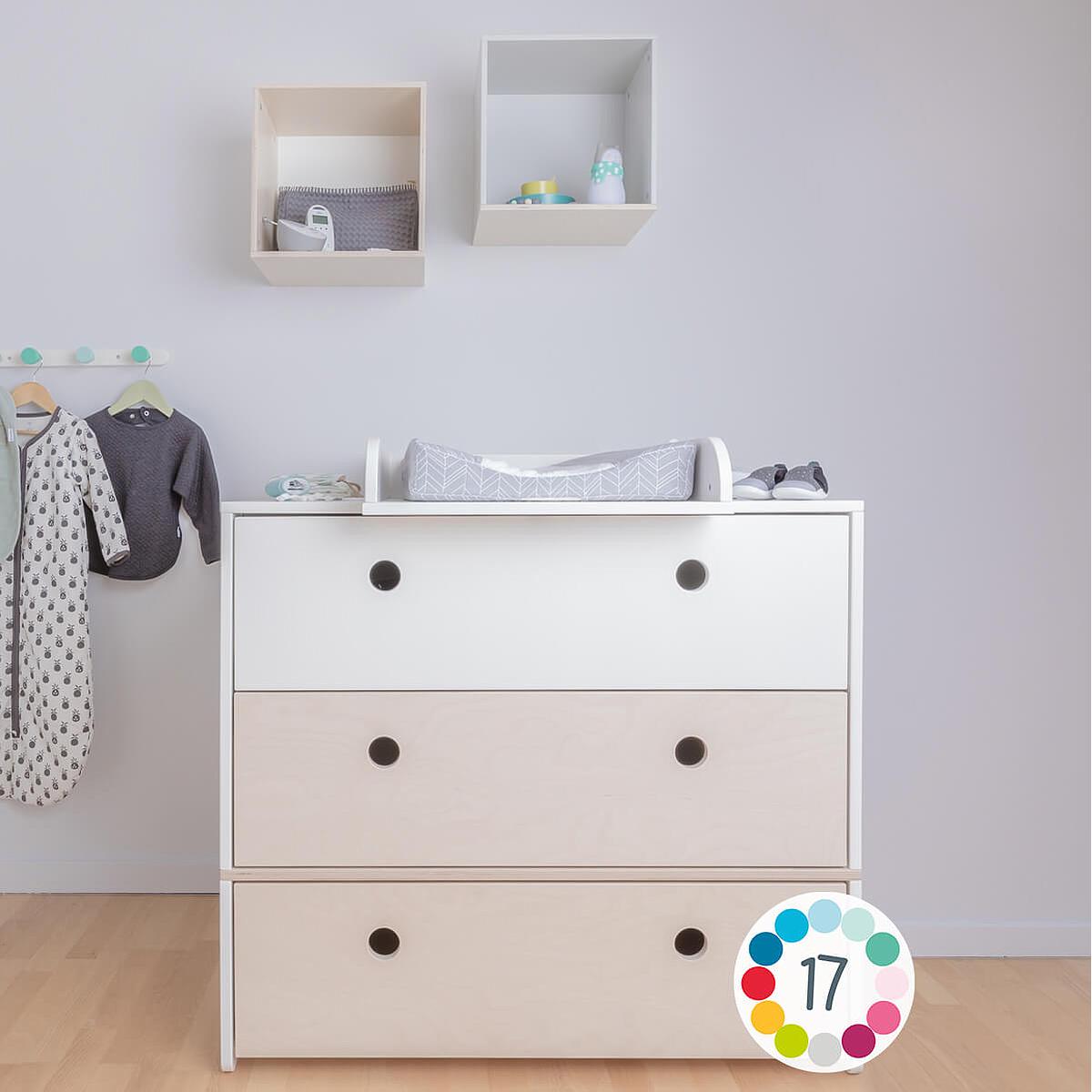 Kommode COLORFLEX Schubladen Farben white-white-pearl grey