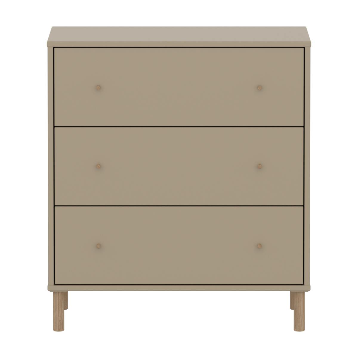 Kommode mit 3 Schubladen mit Fuß SAGA Flexa Eiche Hafer hellgrau