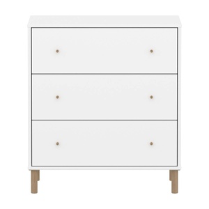 Kommode mit 3 Schubladen mit Fuß SAGA Flexa weiß Eiche