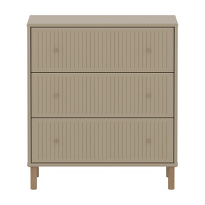 Kommode mit 3 Schubladen Rillen mit Fuß SAGA Flexa Hafer Eiche