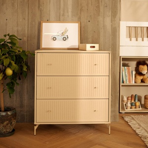 Kommode mit 3 Schubladen Rillen mit Fuß SAGA Flexa Hafer