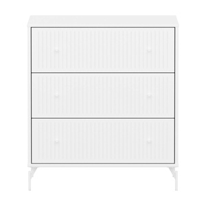 Kommode mit 3 Schubladen Rillen mit Fuß SAGA Flexa weiß