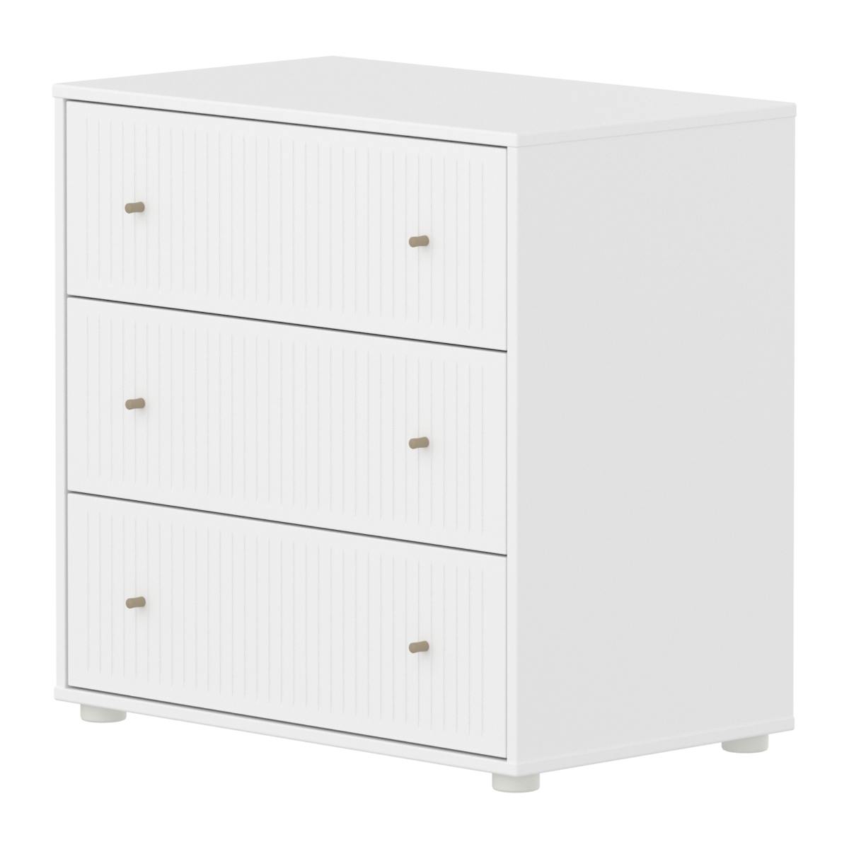 Kommode mit 3 Schubladen Rillen SAGA Flexa weiß oat