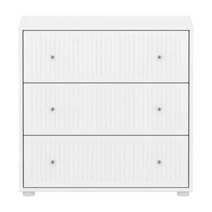 Kommode mit 3 Schubladen Rillen SAGAFlexa weiß Eiche