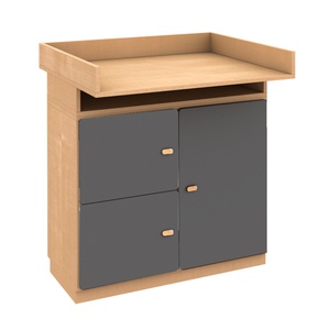 Kommode-Wickeltisch 93x78cm DESTYLE de Breuyn Buche natur mit anthrazitfarbenen Türen