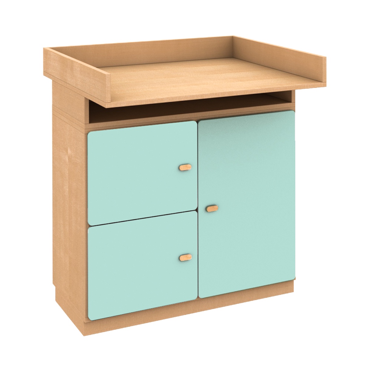 Kommode-Wickeltisch 93x78cm DESTYLE de Breuyn Buche natur mit mintfarbenen Türen