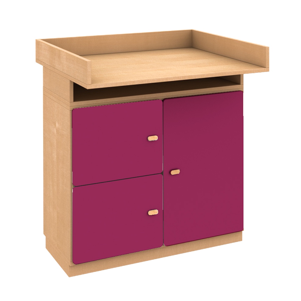 Kommode-Wickeltisch 93x78cm DESTYLE de Breuyn Buche natur mit Pflaumentüren