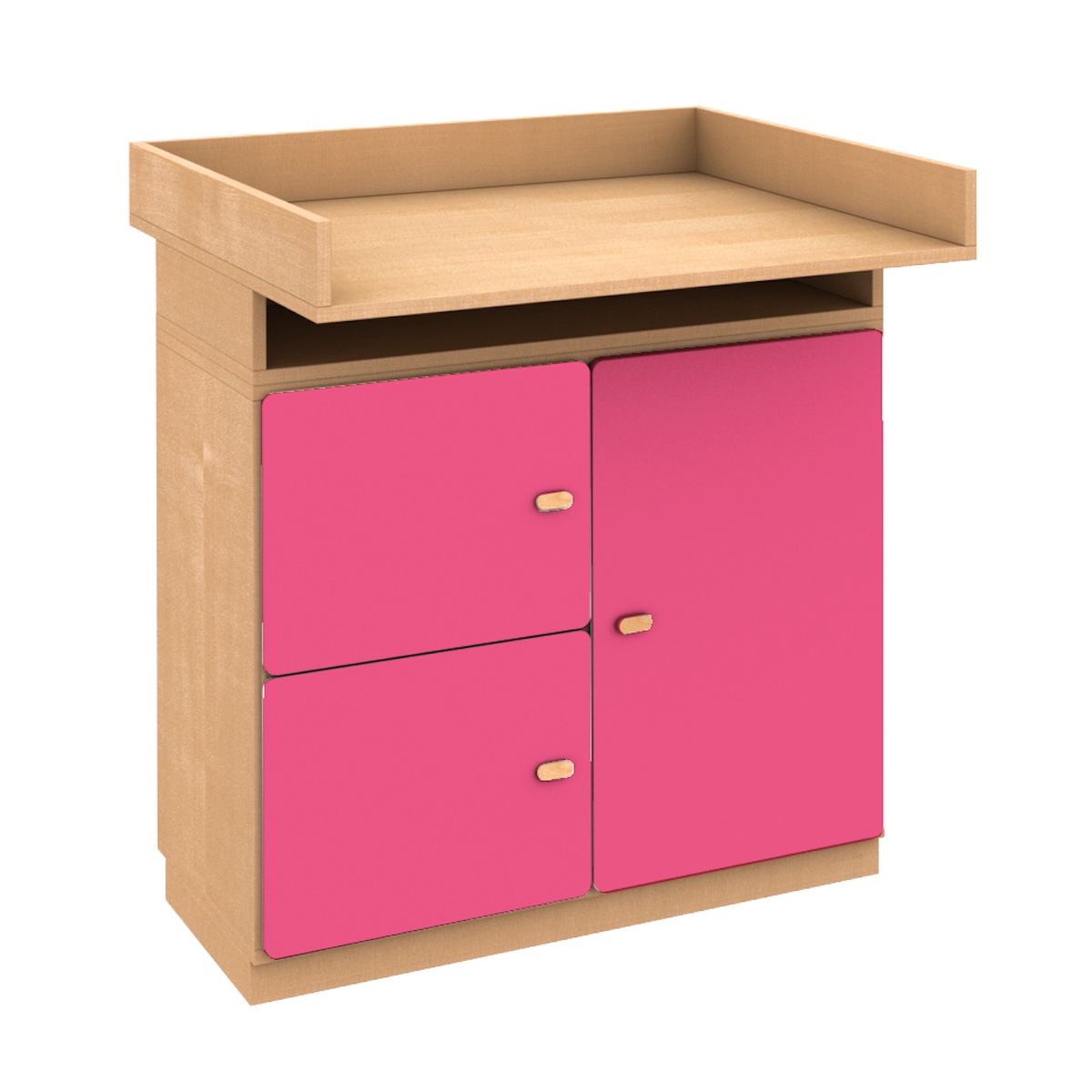 Kommode-Wickeltisch 93x78cm DESTYLE de Breuyn Buche natur mit rosa Türen