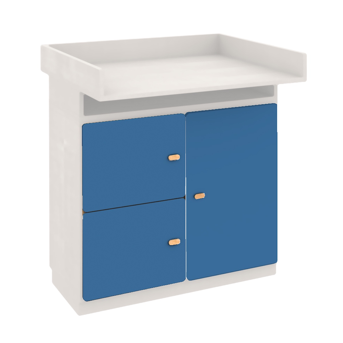 Kommode-Wickeltisch 93x78cm DESTYLE de Breuyn weiße Buche mit dunkelblauen Türen
