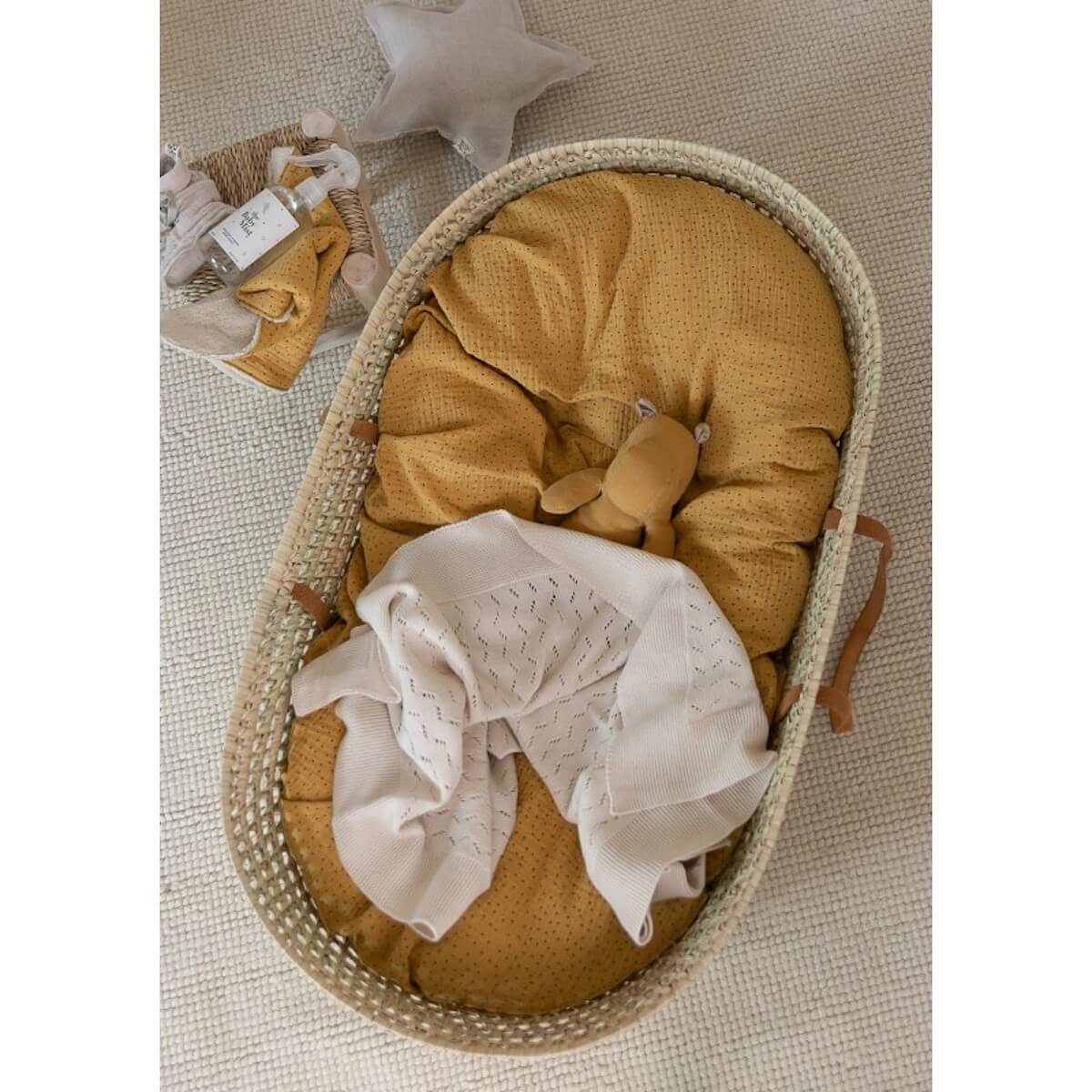 Korb Babywanne & Matratze große Henkel Leder