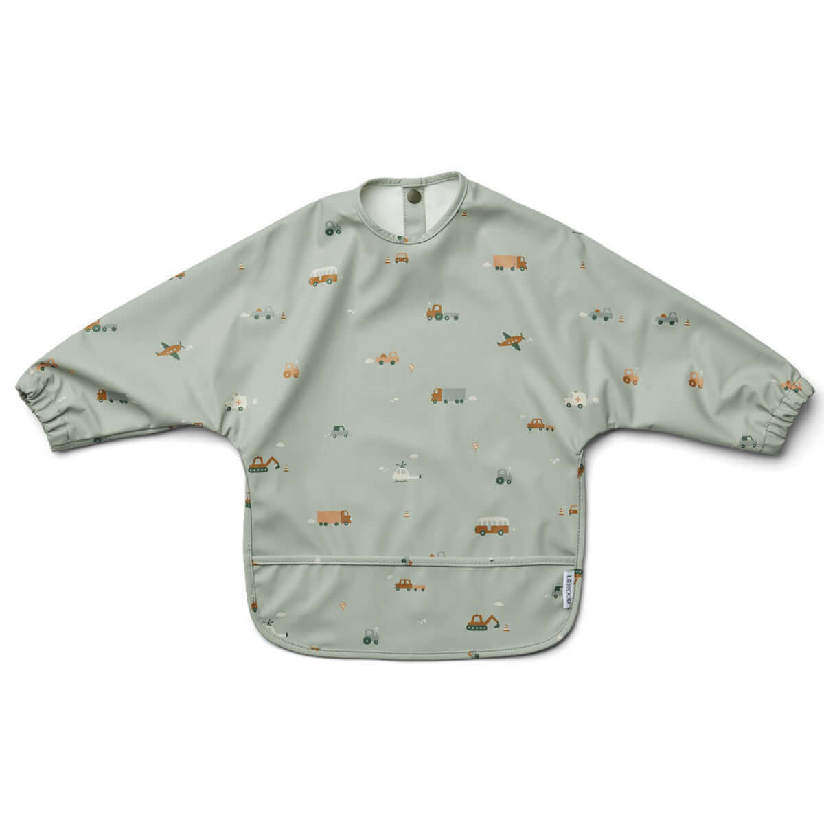 Langarm Lätzchen MERLE Liewood Vehicles-dove blue mix NOOS