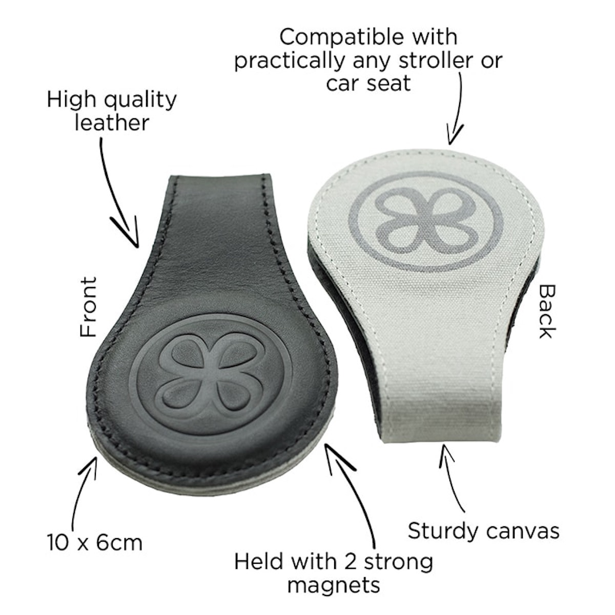 Lederclips Schwarz Cloby Schwarz/Grau