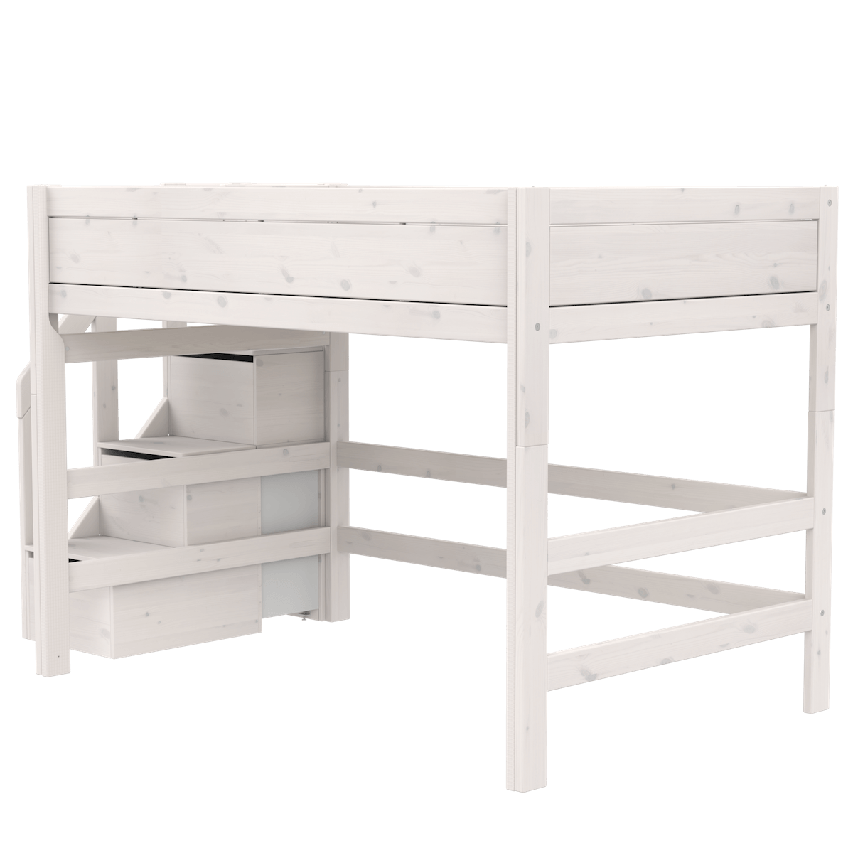 Lit haut 120x200x152cm escalier DELUXE Lifetime whitewash