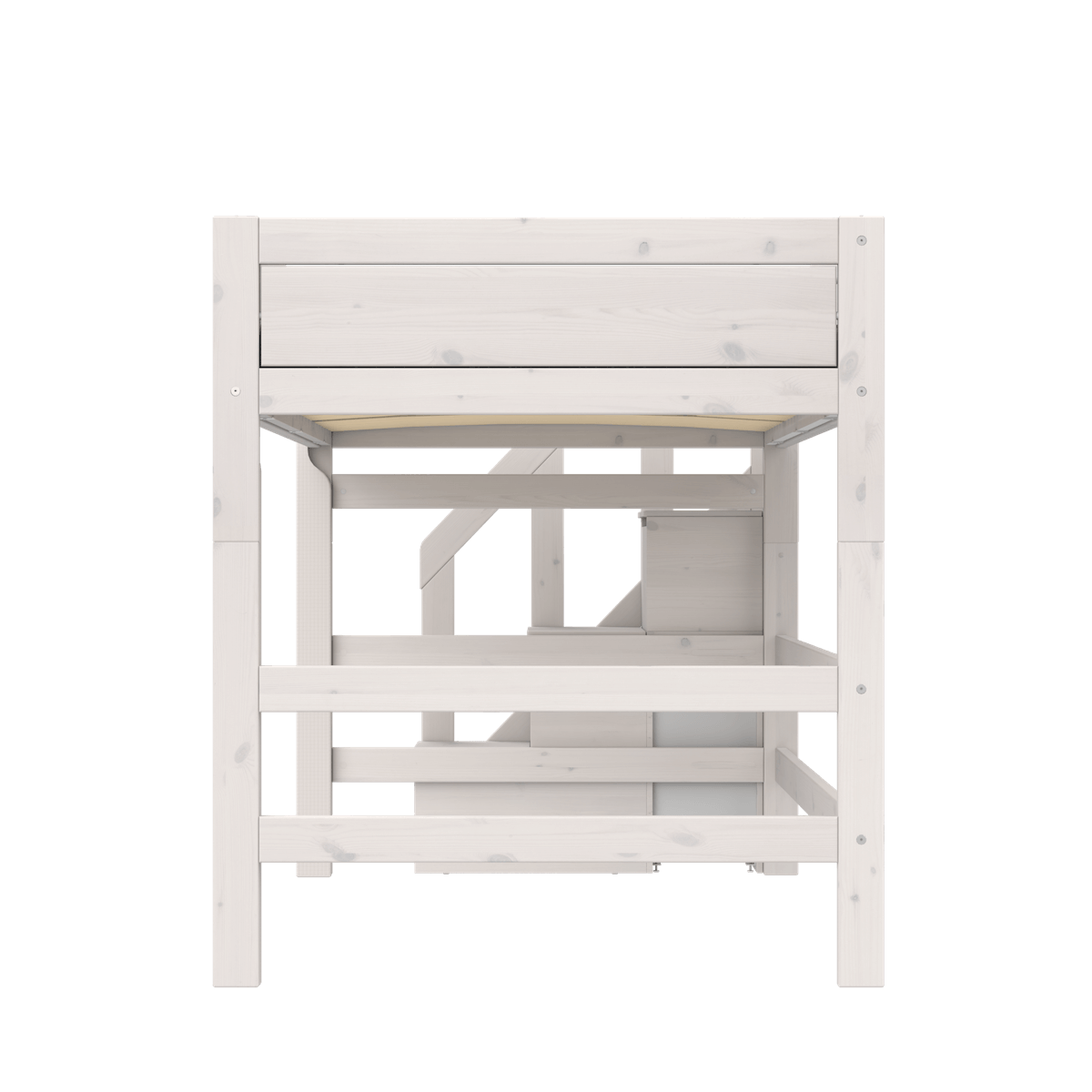 Lit haut 120x200x152cm escalier DELUXE Lifetime whitewash