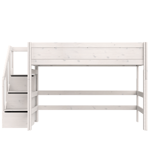 Lit haut 120x200x152cm escalier PREMIUM Lifetime whitewash