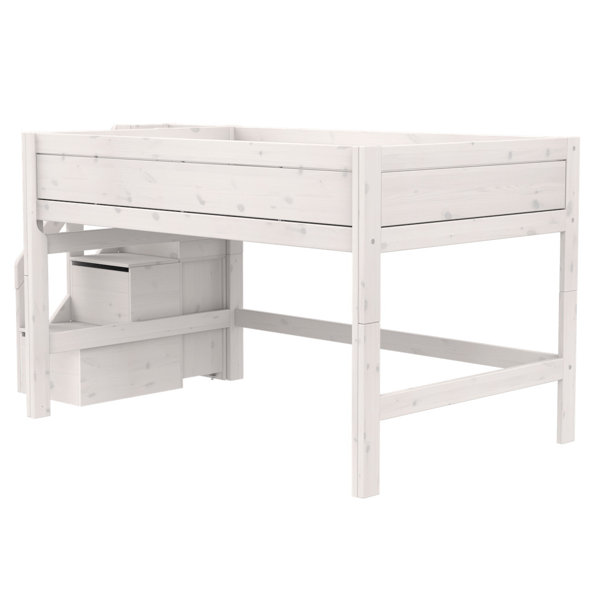 Lit mi-hauteur 120x200x128cm escalier DELUXE Lifetime whitewash