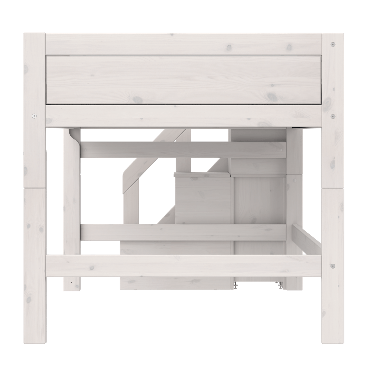 Lit mi-hauteur 120x200x128cm escalier DELUXE Lifetime whitewash