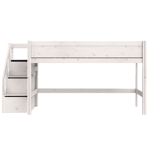 Lit mi-hauteur 120x200x128cm escalier DELUXE Lifetime whitewash