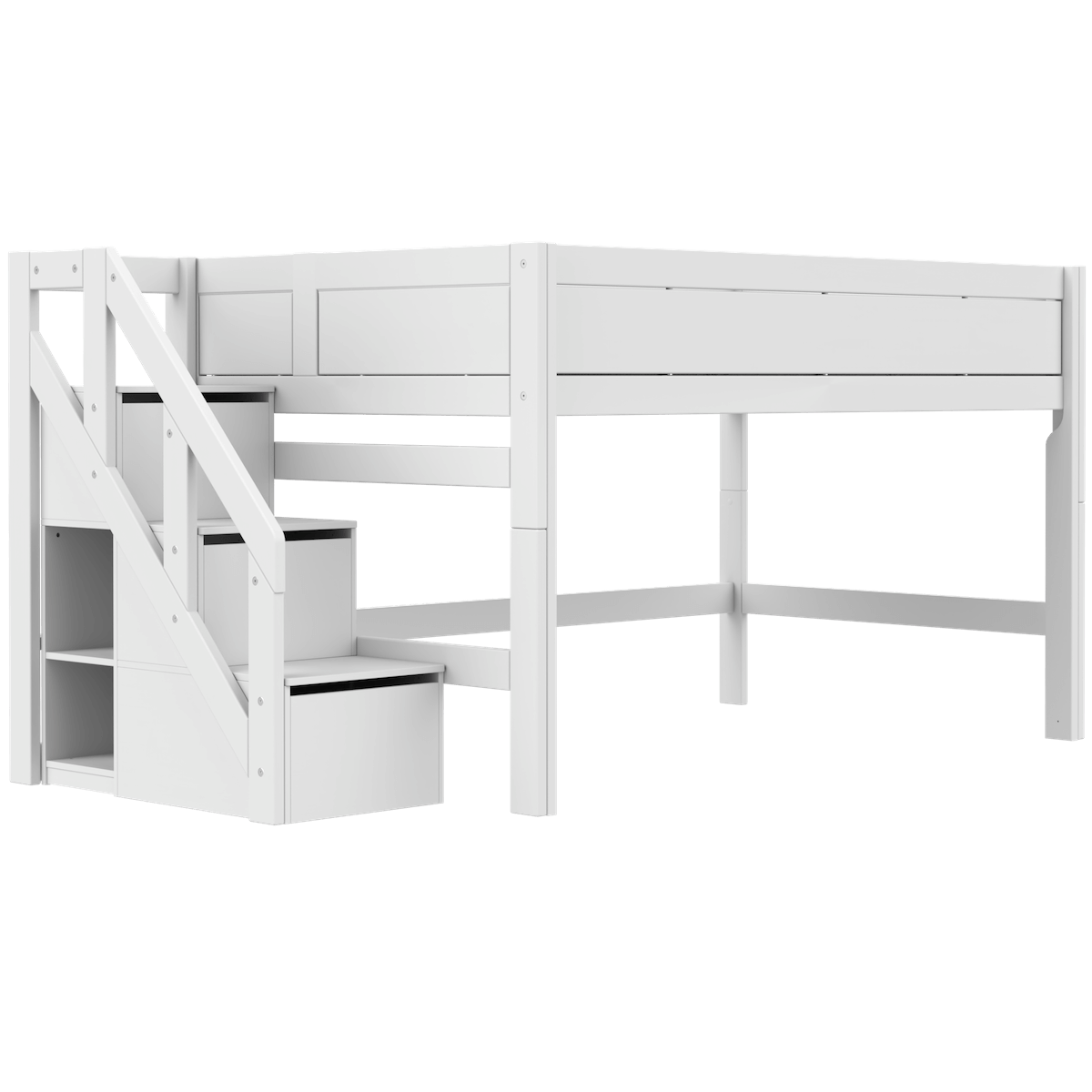 Lit mi-hauteur 120x200x128cm escalier PREMIUM Lifetime white