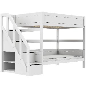 Lits superposés 120x200cm escalier PREMIUM Lifetime white